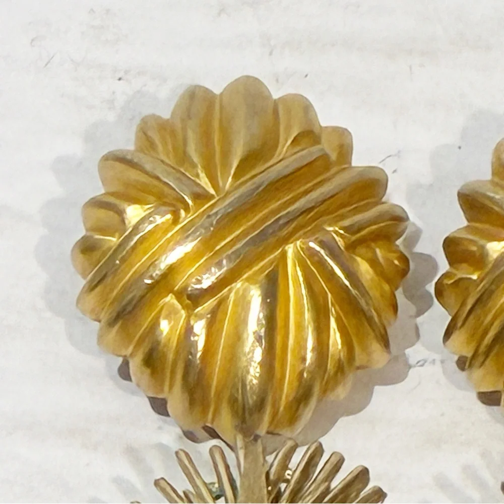 Vintage Gold‎ Tone Cluster Burst Clip On Earring Jewelry Bundle Lot of 2